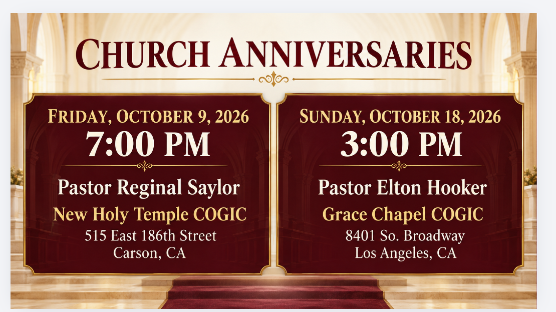 Church Anniversary · New Holy Temple COGIC event flyer